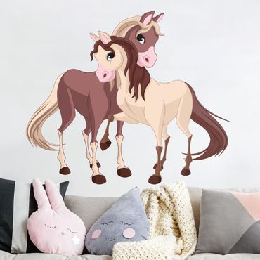 Sticker mural - Cuddling Horses