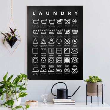 Tableau sur toile - Laundry Symbols Black And White