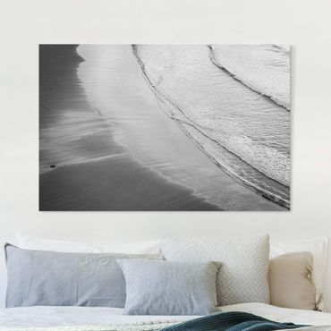 Tableau sur toile - Soft Waves On The Beach Black And White