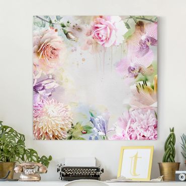 Impression sur toile - Watercolour Flower Mix Pastel