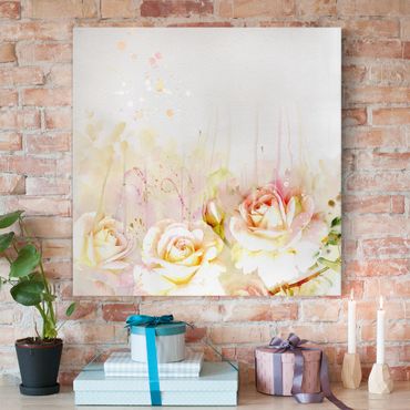 Impression sur toile - Watercolour Flowers Roses