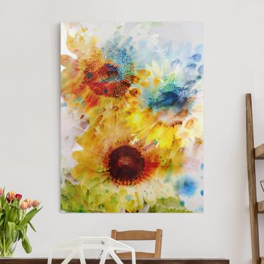 Impression sur toile - Watercolour Flowers Sunflowers