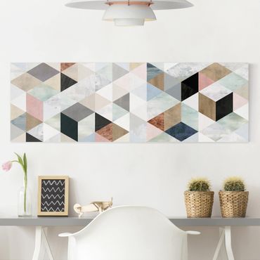 Impression sur toile - Watercolour Mosaic With Triangles I