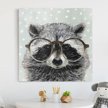 Impression sur toile - Animals With Glasses - Raccoon