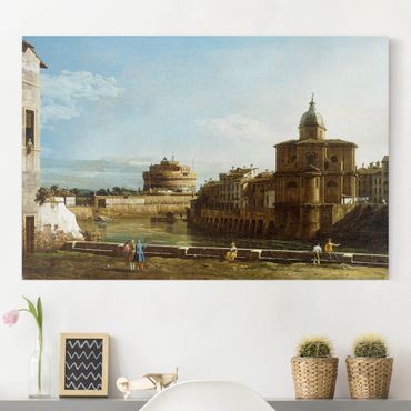 Impression sur toile - Bernardo Bellotto - View of Rome on the Banks of the Tiber