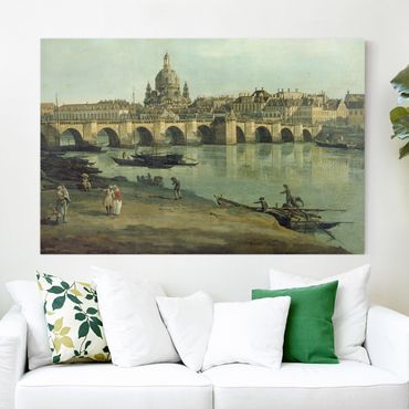 Impression sur toile - Bernardo Bellotto - View of Dresden from the Right Bank of the Elbe with Augustus Bridge