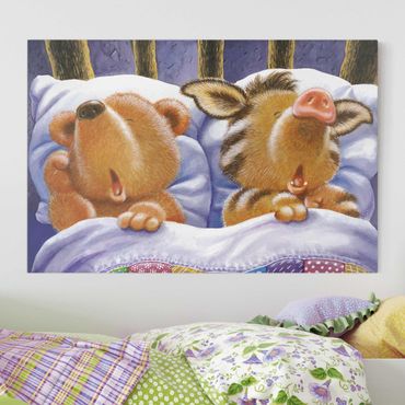 Impression sur toile - Buddy Bear - In Bed