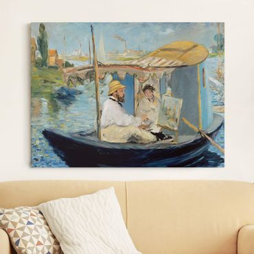 Impression sur toile - Edouard Manet - Claude Monet Painting On His Studio Boat