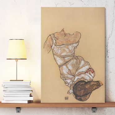 Impression sur toile - Egon Schiele - Female torso in underwear and black stockings