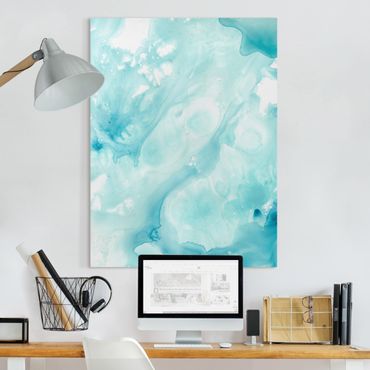 Impression sur toile - Emulsion In White And Turquoise I