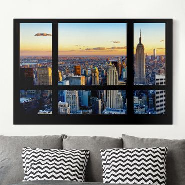 Impression sur toile - Window view - Sunrise New York