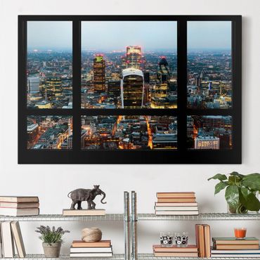 Impression sur toile - Window view illuminated skyline of London