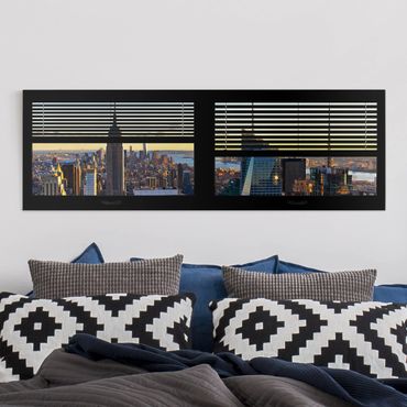 Impression sur toile - Window View Blinds - Manhattan Evening
