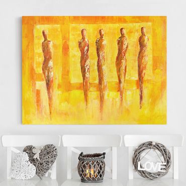 Impression sur toile - Five Figures In Yellow