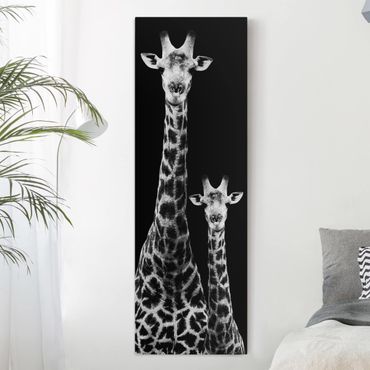 Impression sur toile - Giraffe Duo Black And White
