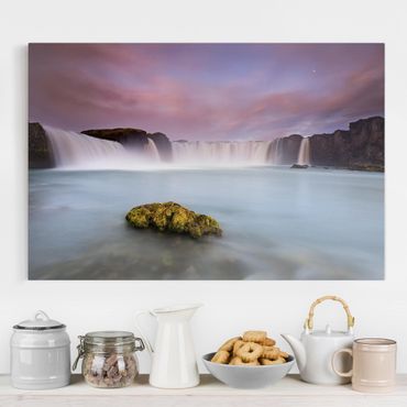Impression sur toile - Goðafoss And The Moon