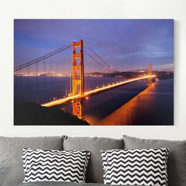 Impression sur toile - Golden Gate Bridge At Night