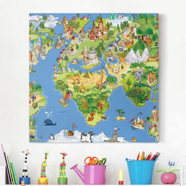 Impression sur toile - Great and Funny Worldmap