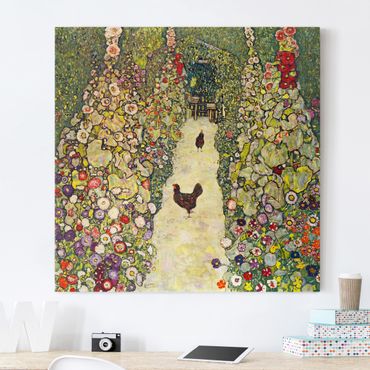 Impression sur toile - Gustav Klimt - Garden Path with Hens