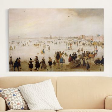 Impression sur toile - Hendrick Avercamp - Skaters and Golf Players on frozen Floodwaters