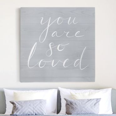 Impression sur toile - Wooden Wall Gray - Loved