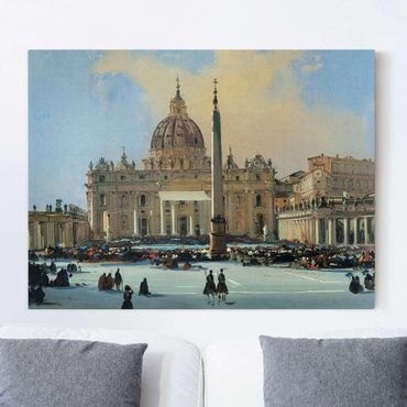 Impression sur toile - Ippolito Caffi - Pope Blessing In St. Peter'S Square In Rome