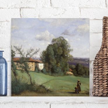 Impression sur toile - Jean-Baptiste Camille Corot - A Farm in Dardagny