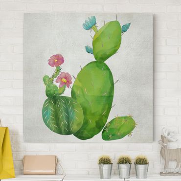 Impression sur toile - Cactus Family In Pink And Turquoise