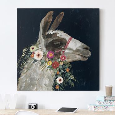Impression sur toile - Lama With Floral Decoration I