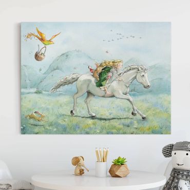 Impression sur toile - Lilia the little Princess- On The Unicorn