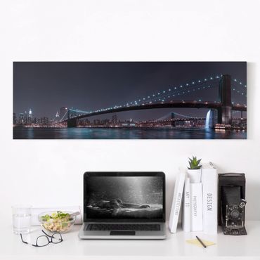 Impression sur toile - Manhattan Skyline and Brooklyn Bridge