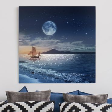 Impression sur toile - Moon Night Sea