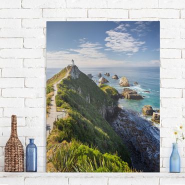 Impression sur toile - Nugget Point Lighthouse And Sea New Zealand