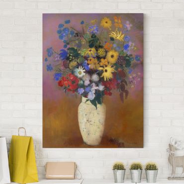 Impression sur toile - Odilon Redon - White Vase with Flowers