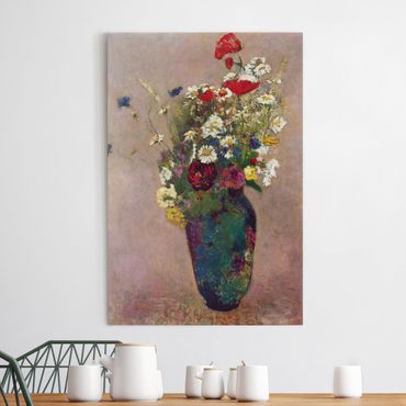 Impression sur toile - Odilon Redon - Flower Vase with Poppies
