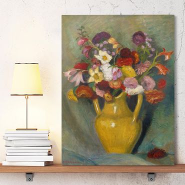 Impression sur toile - Otto Modersohn - Colourful Bouquet in Yellow Clay Jug