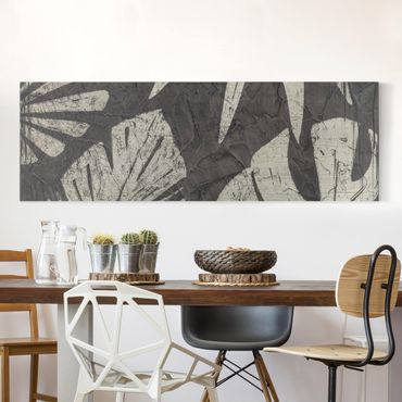 Impression sur toile - Palm Leaves Dark Grey Backdrop