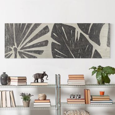 Impression sur toile - Palm Leaves Light Grey Backdrop