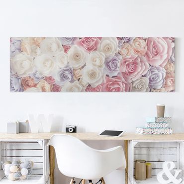 Impression sur toile - Pastel Paper Art Roses