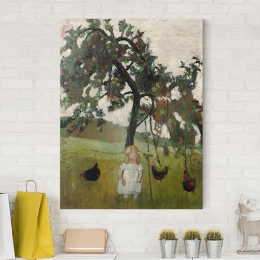Impression sur toile - Paula Modersohn-Becker - Elsbeth with Chickens under Apple Tree