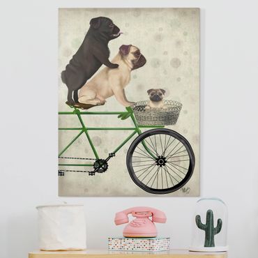 Impression sur toile - Cycling - Pugs On Bike