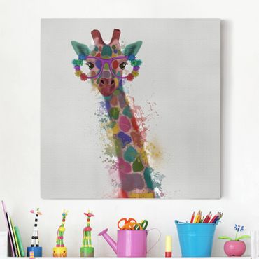 Impression sur toile - Rainbow Splash Giraffe