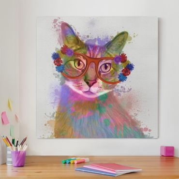 Impression sur toile - Rainbow Splash Cat