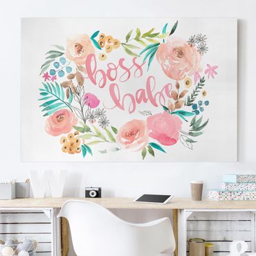 Impression sur toile - Pink Flowers - Boss Babe