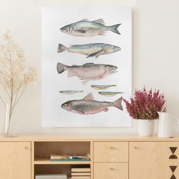 Impression sur toile - Seven Fish In Watercolour I