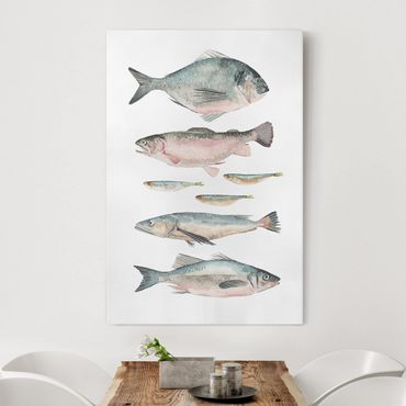 Impression sur toile - Seven Fish In Watercolour II