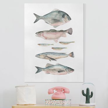Impression sur toile - Seven Fish In Watercolour II