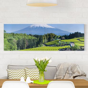 Impression sur toile - Tea Fields In Front Of The Fuji