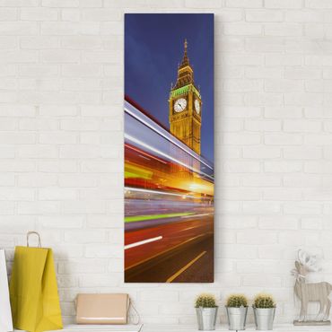 Impression sur toile - Traffic in London at the Big Ben at night