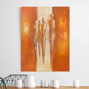 Impression sur toile - Four Figures In Orange 02